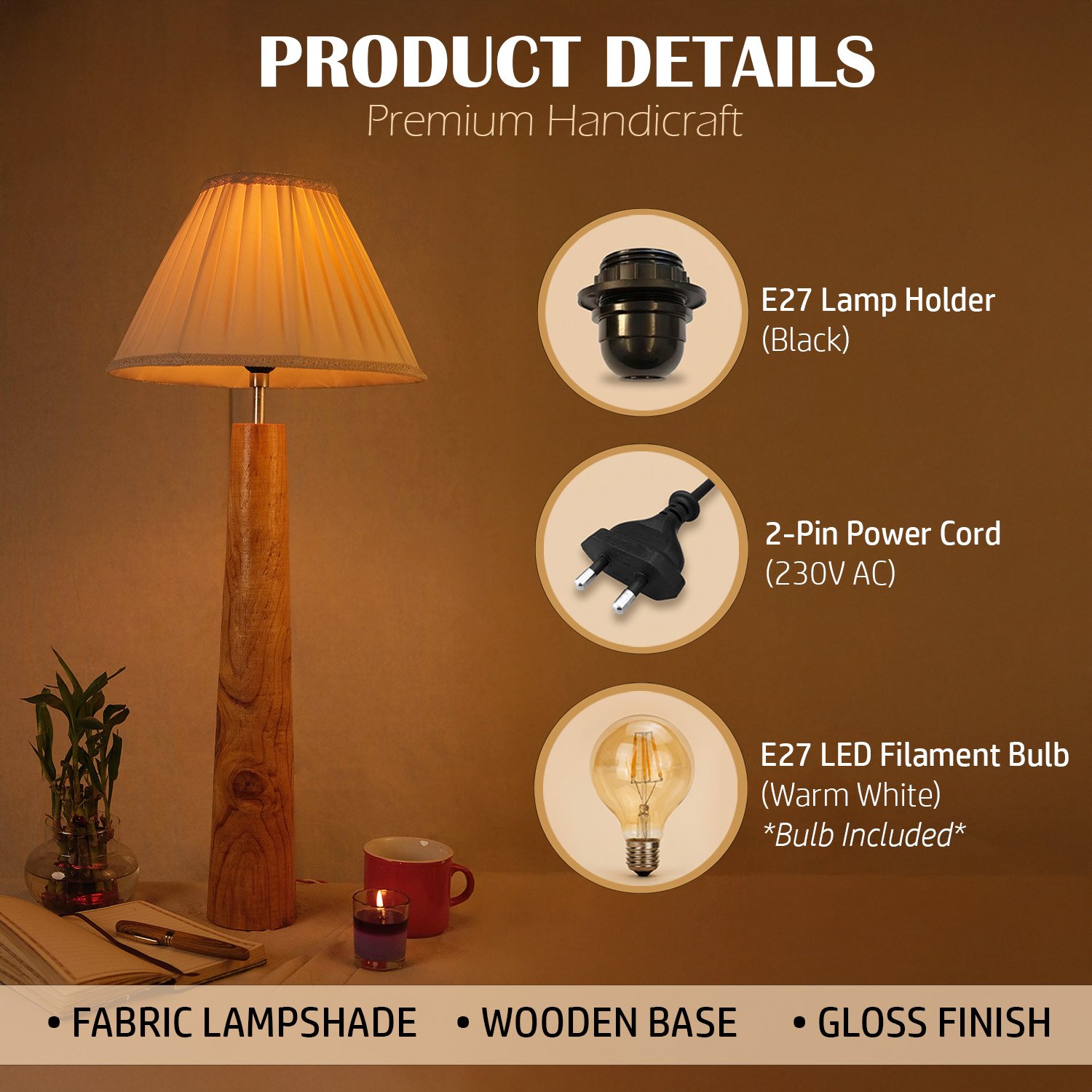 Spire Wooden Table Lamp - Image 2