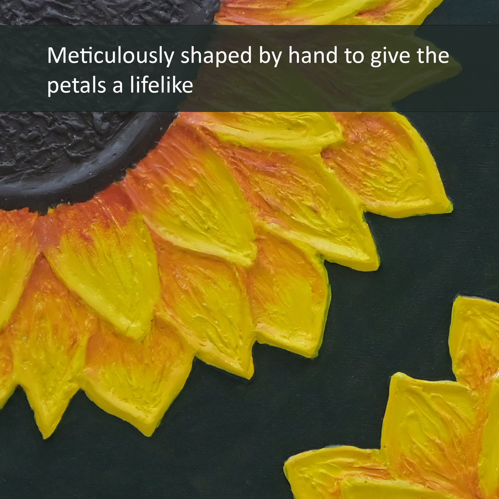 Petals in Trio – Hand Textured Sunflower Wall Art - Image 2